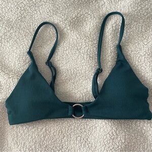 Zaful Dark Teal Bikini Top with Ring Detail and Adjustable Straps size M